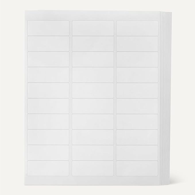 Amazon Basics Printable Address Labels, White, 1" x 2-5/8", 3000 Blank Mailing Labels