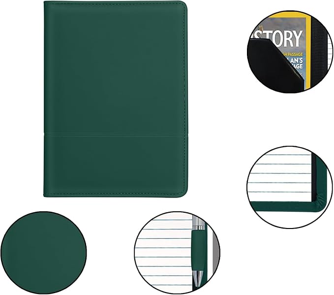 Padfolio/Portfolio Binder, Mini Padfolio Portfolio Binder 5 x 8 Legal Writing Pad, A5 Document Organizer Folder for Men Women, Dark Green.