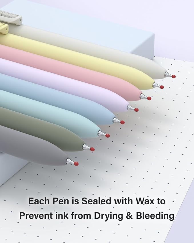 8Pcs Gel Pens - 0.5mm Black Ink Pens Fine Point Smooth Writing, Quick Drying Journaling Pens, Cute School & Office Pens for Gift