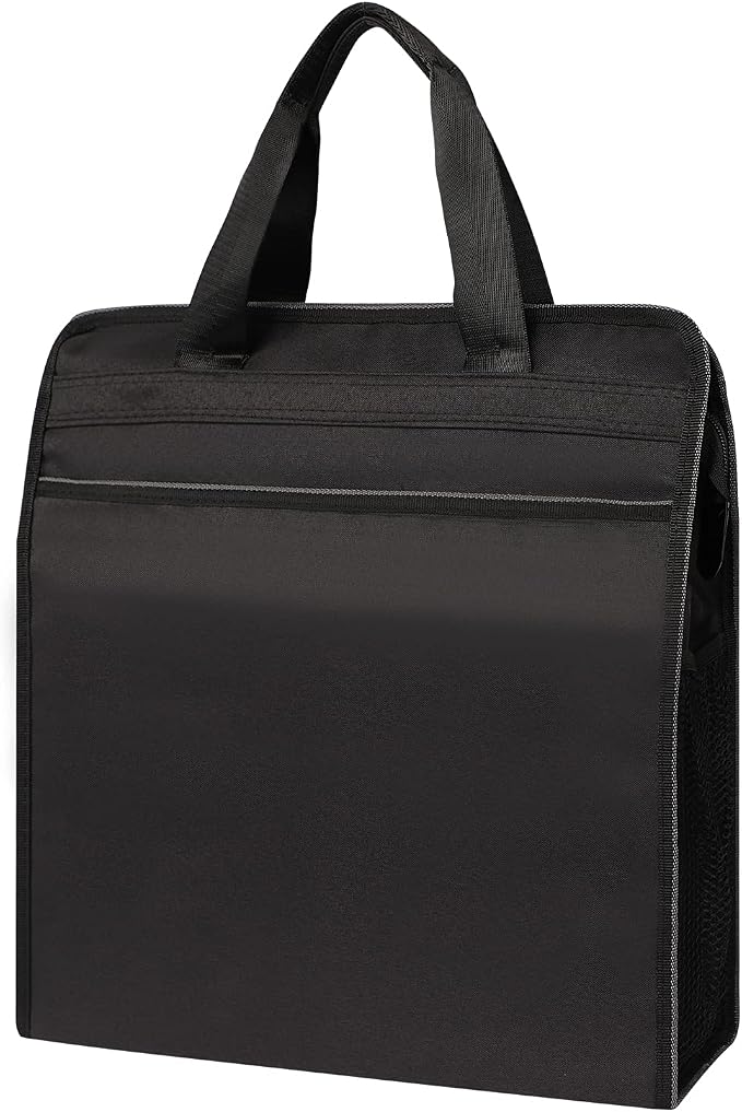 Ibluelover Portable Business Briefcase Zipper Bag Waterproof Durable A4 File Folder Bag Lightweight Carrying Case Handbag File Storage Organizer Holder for Office Meetings Travel