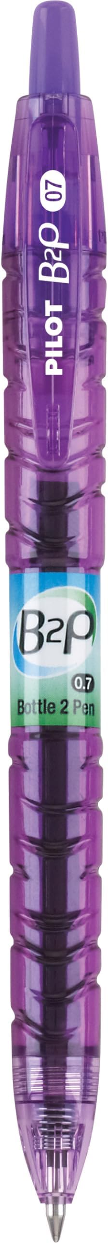 PILOT B2P Colors - Bottle to Pen Refillable & Retractable Rolling Ball Gel Pen Made From Recycled Bottles, Fine Point, Purple G2 Ink/Barrel, 12-Pack (36626)