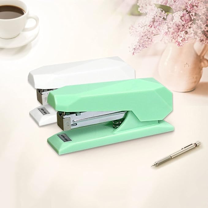 Stapler Office Stapler Desktop Stapler School Classroom or Desktop Accessories Staples up to 20 Sheets Mint Green White Office Stapler (Color : Light Green)