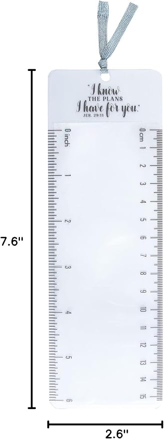 Christian Art Gifts Clear Reading Magnifying Scripture Bookmark for Men, Women & Kids: I Know the Plans - Jer. 29:11 Inspirational Bible Verse w/Ruler for Measuring & Satin Ribbon for Books & Bibles