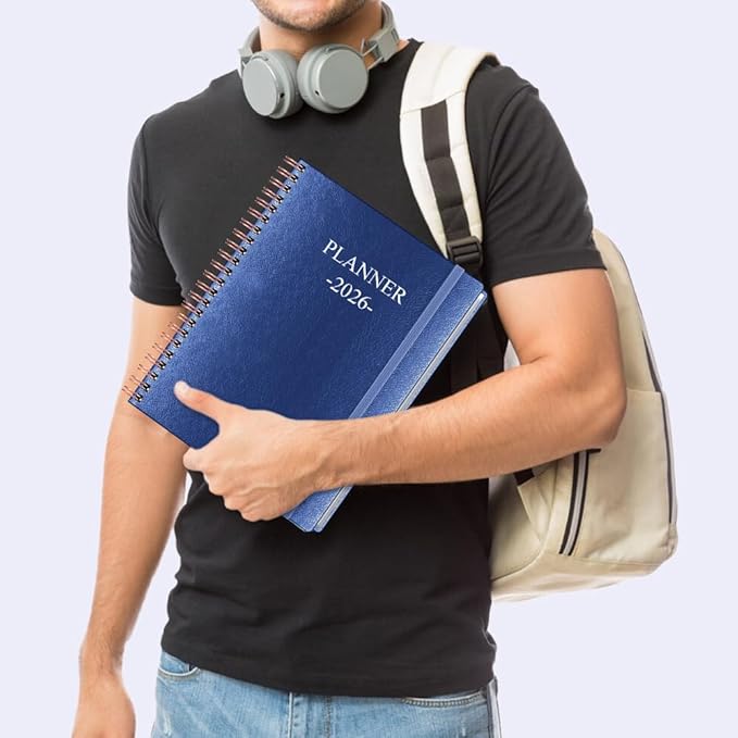 Planner 2026 - Weekly & Monthly Planner Runs from January 2026 to December 2026, 8.5 x 11", 12 Month Tabs, Inner Pocket, PU Leather Cover with Twin-Wire Binding, Monthly Planners 2026, Blue
