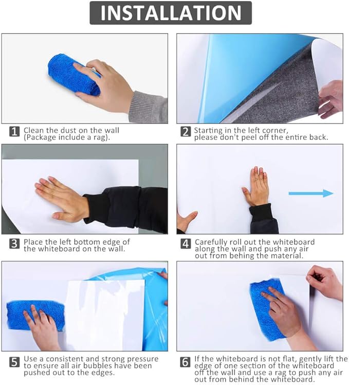 ZHIDIAN Magnetic Whiteboard Sticker for Wall/Door, 60" x 36" Large Self Adhesive White Board Wallpaper, Whiteboard Contact Paper, Large Dry Erase Sheet/Film for Office/Home/School