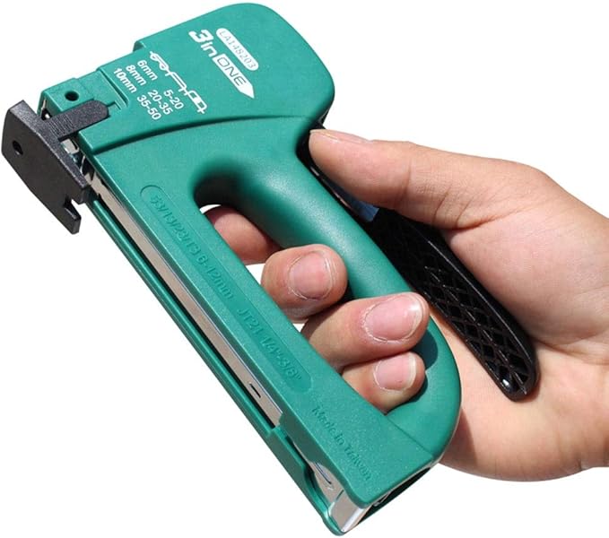 Stapler, Desktop Stapler, Mini Stapler fashion stapler Nail Gun Upholstery Framing Rivet Staple Guns Kit Furniture Stapler For Wood Door Nailers Rivet Tool Gift With Needles office supplies (Color : A