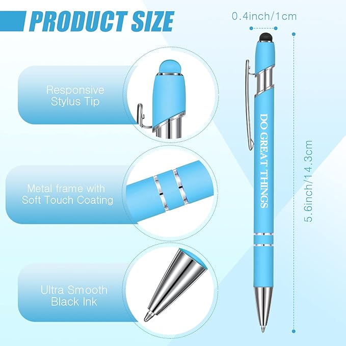 Zonon 12 Pcs Inspirational Pens Gift Set Funny Ballpoint Pen with Stylus Tip Motivational Graduation Gifts Bulk for Teacher Coworkers Nurse School Office Supplies(Pastel Colors,Classic Style)
