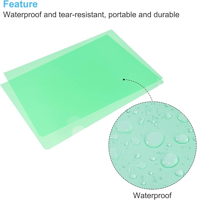 PATIKIL L Type Folders 12 Pack A4 Plastic File Project Pockets Clear Paper Document Jacket Sleeve for Office, Green