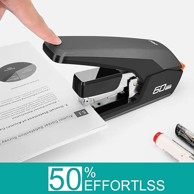 Heavy Duty Staplers Office, Effortless Ergonomic Design Stapler, 60 Sheet Capacity(Deli0465)