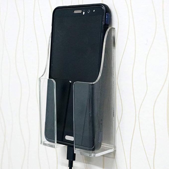 Media Organizer Storage Box Acrylic Transparent Wall Mount Mobile Phone Holder Remote Control (Single Grid)