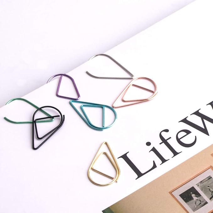 300 Pieces Multicolor Cute Paper Clips, Smooth Stainless Steel Drop-Shaped Colorful Wire Small Paperclips for Office Supplies Girls Kids School Students Paper Document Organizing by VENCINK