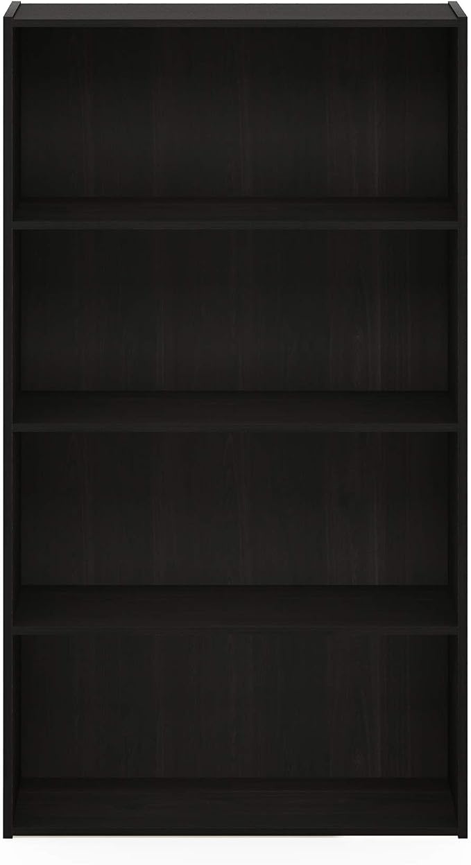 Furinno PASIR Book Shelf, 4-Tier Bookshelf, Bookcase with Open Shelf, 9.4 x 23.6 x 41.7, for Living Room, Bedroom, Home Office, Espresso
