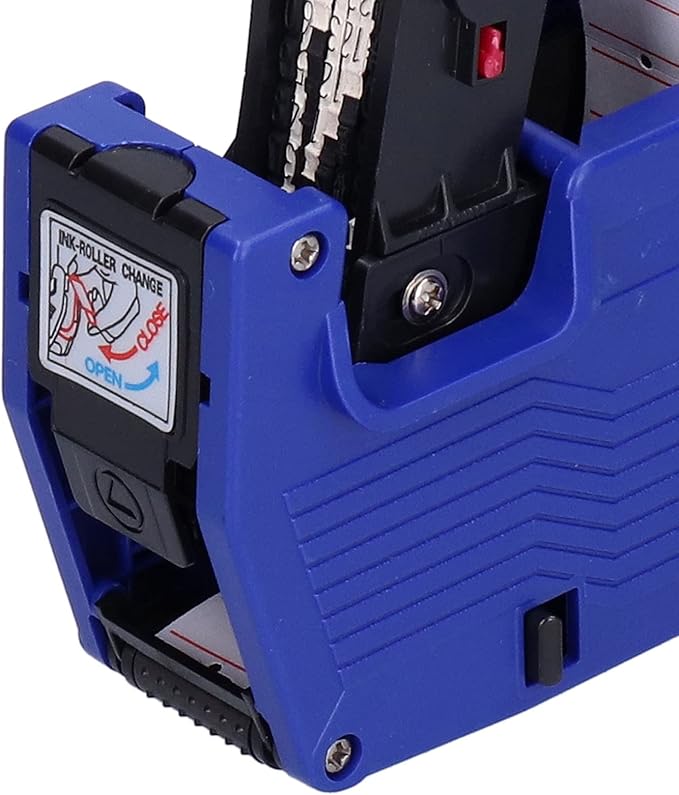 Price, Label Applicator Price Tag 8 Digits Price Tag Coding Machine with 10pcs White Red Lines Sticker Labels + Ink Blue