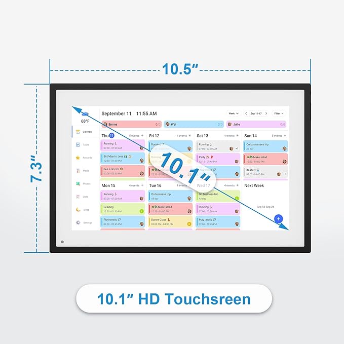 10.1 Inch Digital Calendar+Digital Picture Frame, 2026 Desk Calendar Smart WiFi Planner & Chore Chart, IPS HD Interactive Touchscreen Display Gifts for Women Men, Gifts for Mom Dad