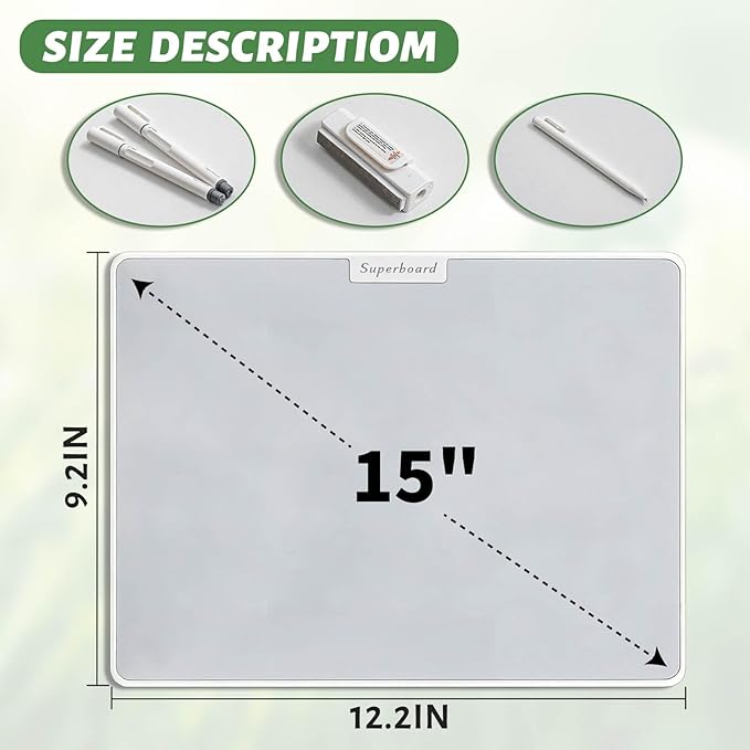 UNCLE BOARD 15 inch x 9 inch Dry Erase Board, Magnetic Small White Board with 3 Magnetic Pens, Portable Student Whiteboard - Perfect for Planning, Drawing, Memos, to-Do Lists.