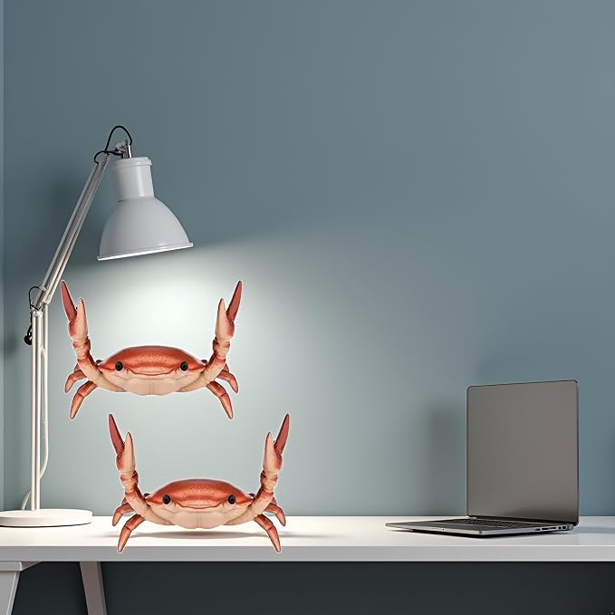 2Pcs Creative Crab Pen Holder Weightlifting Crabs Pen Stand Storage Rack, Office Desktop Decoration, Pencil Holders Supplies Holders and Dispensers, Desk Accessories and Workspace Organizers (Red)