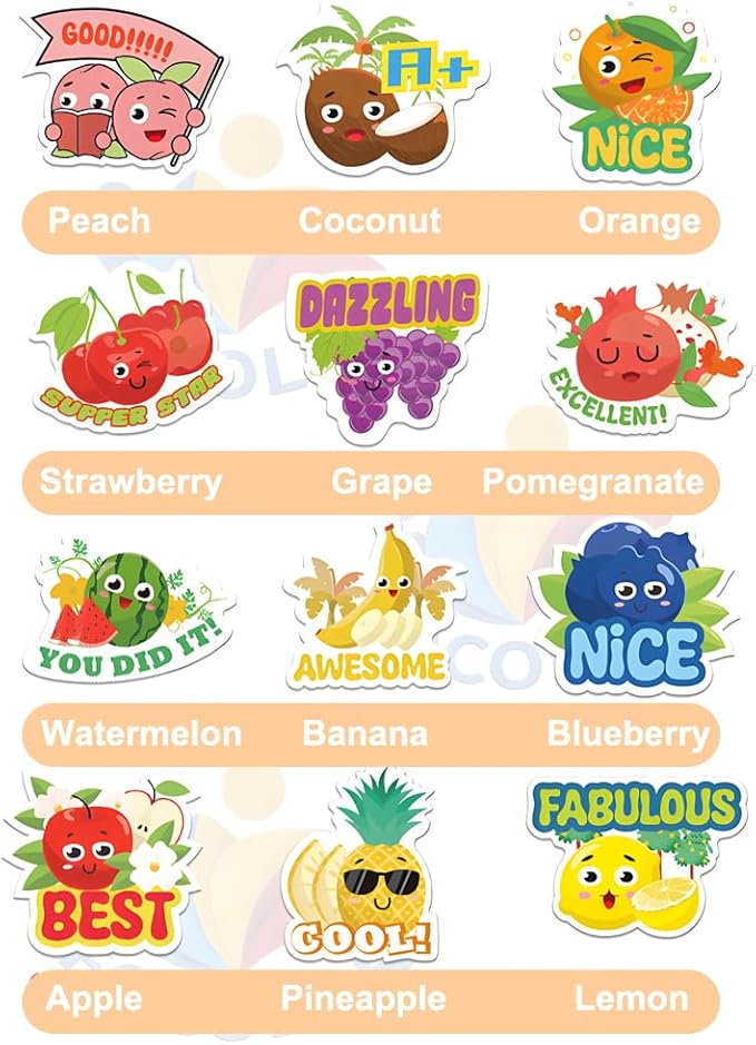 120PCS Scratch and Sniff Stickers for Teens, Large Scented Smelly Fruits Reward Stickers, Motivational Incentive Fun Decals with Positive Words for Students Teachers Chart School Supplies, 12 Designs