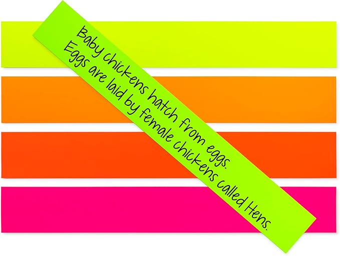 Hygloss Unruled Sentence Strips for Teachers-50, 5 Bright Neon Colors-3" x 22"-Perfect Classroom Supplies-Fluorescent Cardstock, Teacher Must Haves