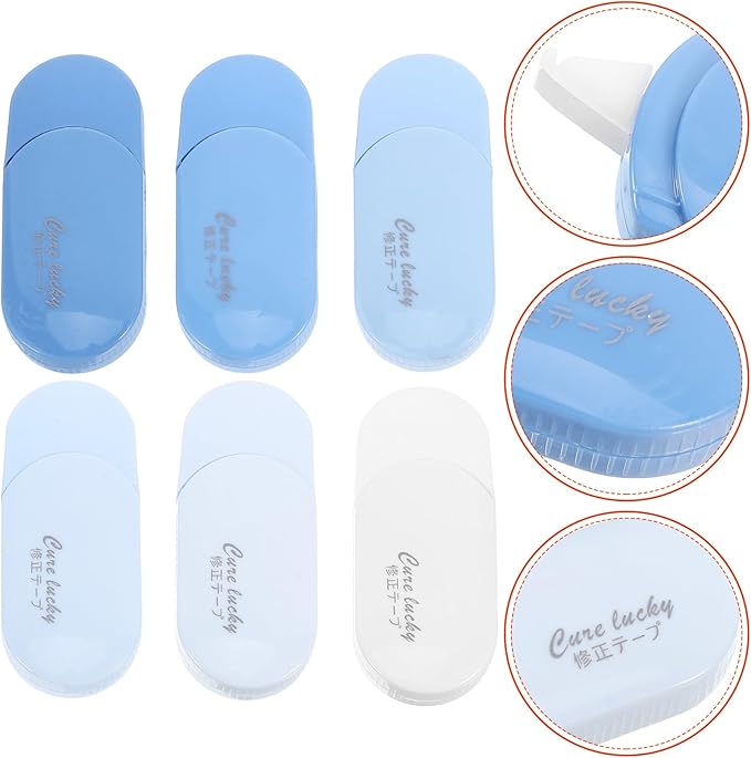 Correction Tape 6pcs Set Blue Gradient Student School Stationery Wide Roller Tape for Writing Error Correction Office Supplies