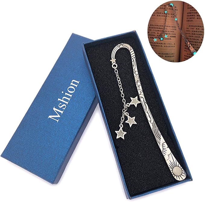 Luminous Bookmark, Retro Glow in The Dark Reading Bookmarks for Women Men Lovers,Book Markers with Pendant Holiday Gifts