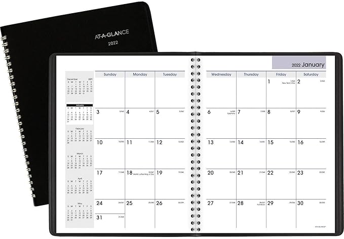 AT-A-GLANCE 2022 Monthly Planner by , 7" x 8-3/4", Medium, DayMinder, Black (G40000)