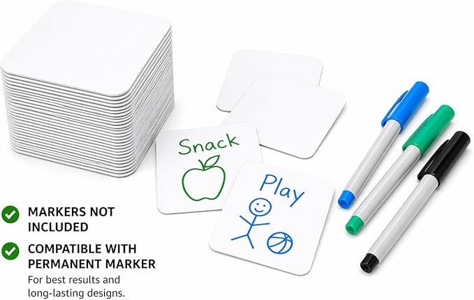Smile4Autism Small 1.5"x1.5" Loose Visual Picture Cards, Receptive and Expressive Language, Speech Articulation Therapy, ASD, ADD, ADHD, Apraxia, & Stroke Patients. (Blank Cards 30 Pcs, Plastic)