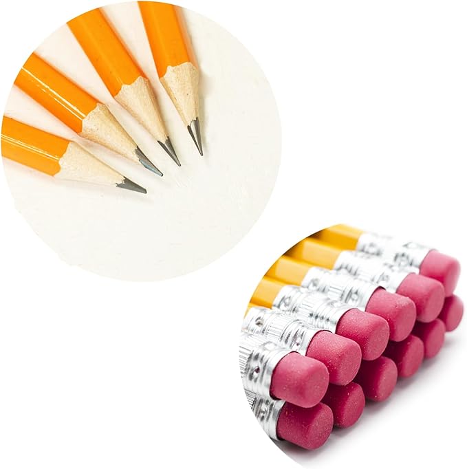 SKKSTATIONERY 50 Pcs Pre-sharpened pencils, Pencils Sharpened with eraser top, #2 HB pencil, Back to school, 50/box
