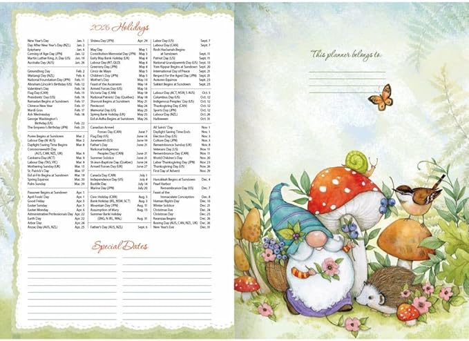 Lang, Gnome Sweet Gnome 2026 Pocket Planner, 4.9'' X 6.6'', Weekly Calendar with Spiral Binding