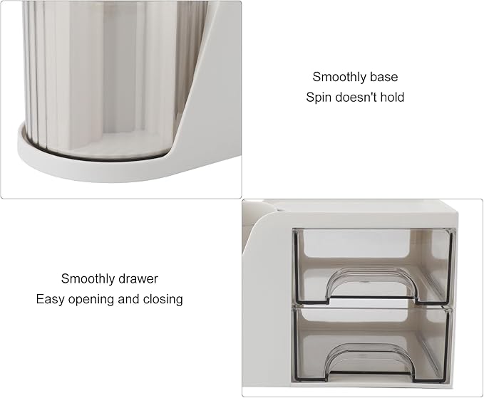 TOPINCN Desk Organizer, Desktop Stationery Organizer, Plastic Rotating Pen Holder Shelf, Ideal for Office Accessories and Small Items (White)