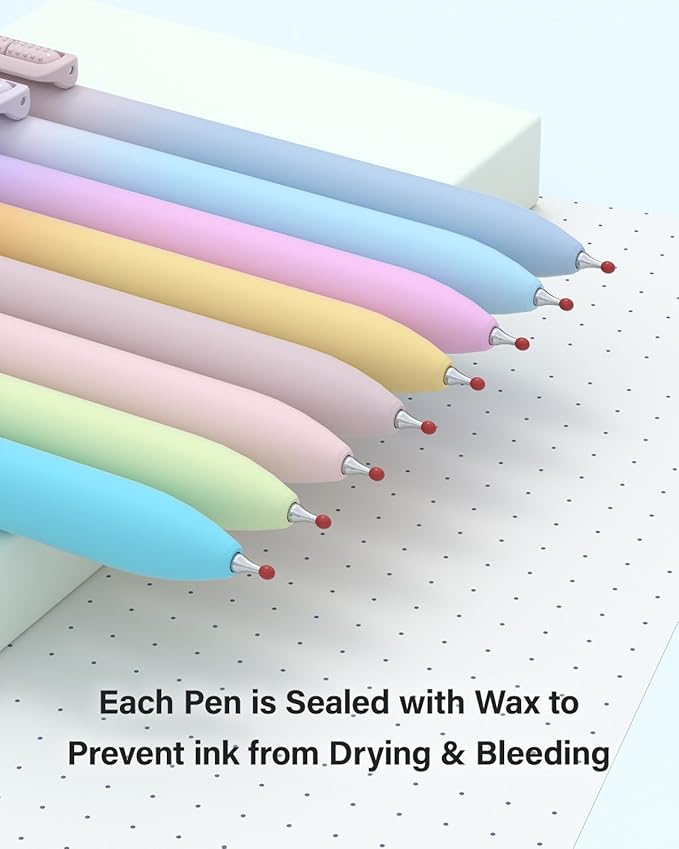inkipen- 8 Pack Pens, Gel pens Black Ink, Fine Point(0.5mm),Quick-Drying Smooth Writing,School and Office Supplies