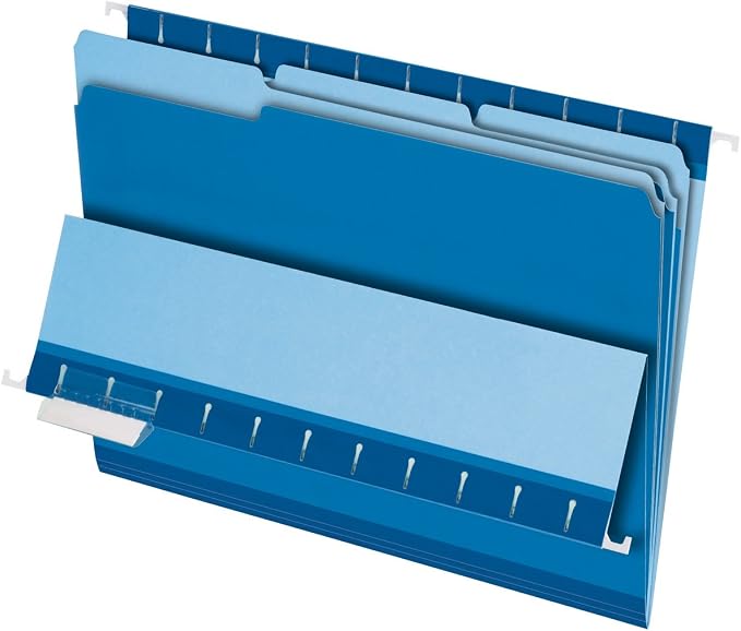 Pendaflex Interior File Folders, 1/3 Cut, Top Tab, Letter Size, Blue, 100 per Box (4210 1/3 BLU)