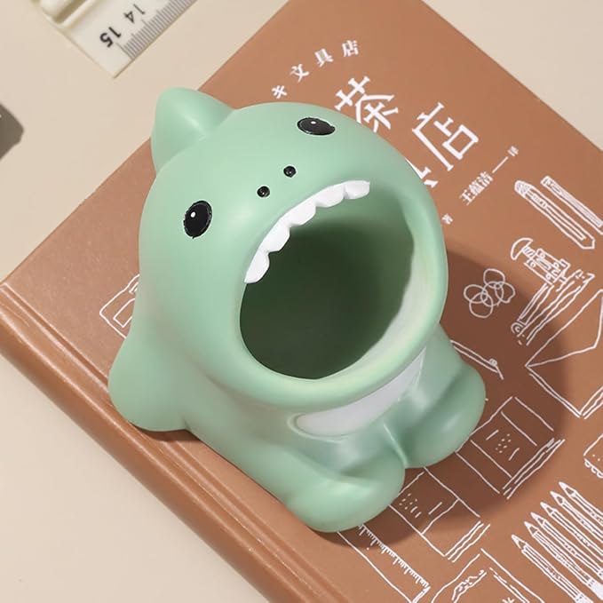 Funny Big Mouth Animals Pen Holder for Office Desk Accessories, Cute Cartoon Animals Makeup Brush Holder Pencil Cup Toothbrush Holder Vanity Organizer Kawaii Home Decor (Dinosaur)