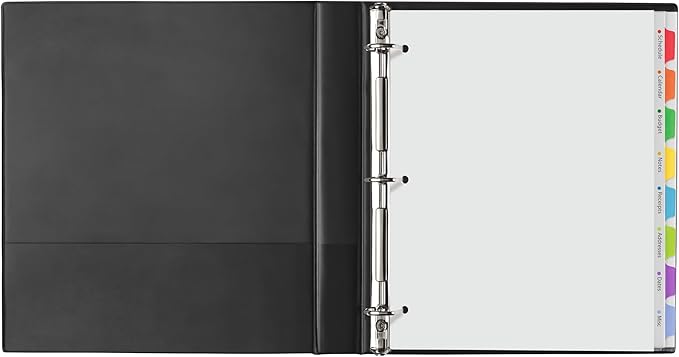 Avery Clear Easy View Durable Plastic Dividers for 3 Ring Binders, 8-Tab Set, Bright Multicolor, 1 Set (16741)