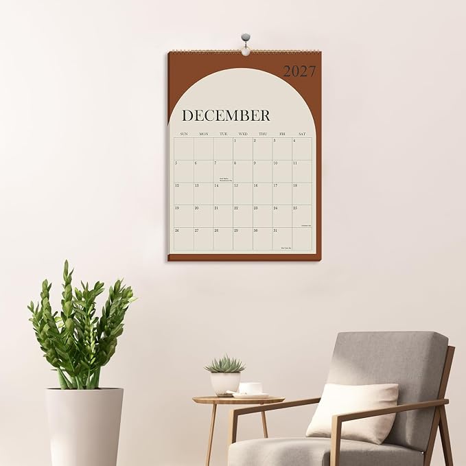 Wall Calendar 2026-2027 - 19 Months Calendar 2026-2027 from June 2026 - December 2027, 2026-27 Wall Hanging Calendar Planner with Thick Paper, 12" x 14.5", Cyan