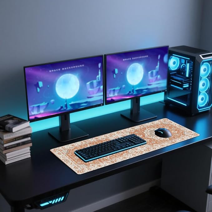 Rustic Carpet Desk Mat Gaming Mouse Pad Classic Persian Floral Mousepad Computer Keyboard Pad Mouse Mat Laptop Mat 31.5 x 11.8 Mouse Pads for Desk Home Office Gaming