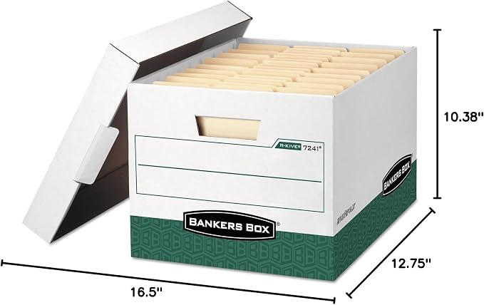 Bankers Box 07241 Storage File, Letter/Legal,12-Inch x15-Inch x10-Inch, 12/CT, White/Green