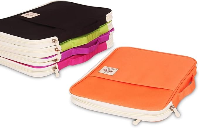JAKAGO A4 Travel Portfolio Multifunctional Document Organizer Zippered Case for Office Supplies (Orange)