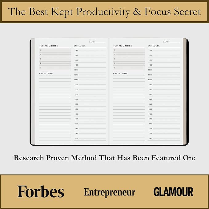 Time Blocking and ADHD Planner by Refine Days. 180 Undated Pages, To Do List, Hourly Schedule, Daily and Monthly Agenda. Time Management & Productivity Notebook. A5 (Black)