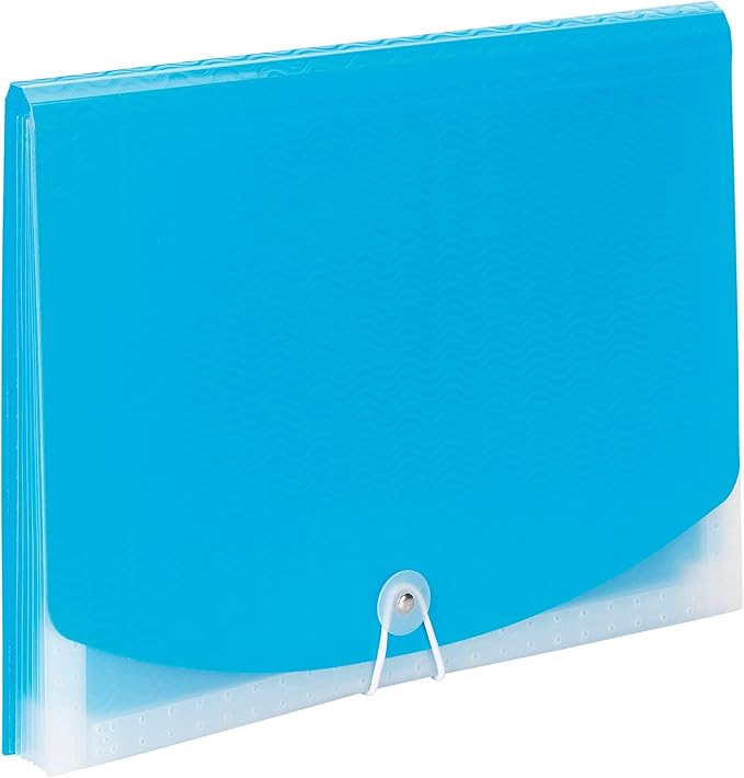 Smead Poly Expanding File, 6 Dividers, Flap and Cord Closure, Letter Size, Wave Pattern Teal/Clear (70873)