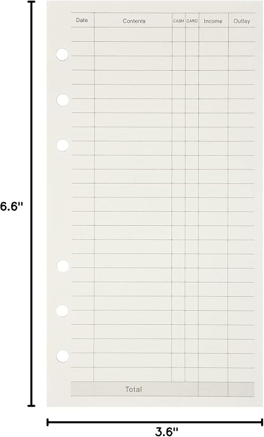 Zelten 1 Pack A6 45 Sheets/90 Pages Finance Loose Leaf Punched Paper Refills Paper for 6 Hole Binder Personal Organizer Diary Notebook Refillable Planner