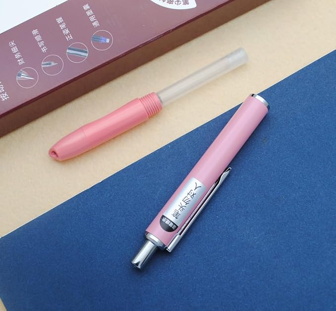 OASO K016 Retractable Fountain Pen Set 0.5mm with 4pcs Blue Ink Cartridges Smooth Writing for School Students (Coral Pink)