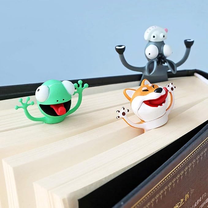 Cartoon Bookmarks, 3D Stereo Wacky Animal Book Mark, PVC Ouch Series, Funny Cute creatived Gifts (Dog)