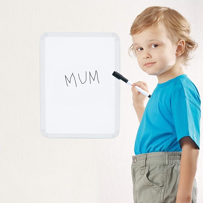 Magnetic Dry Erase Board for School Locker, 8.5" x 11", White-Framed with Marker and 2 Magnets - Small Whiteboard for School, Home, Office, Travel