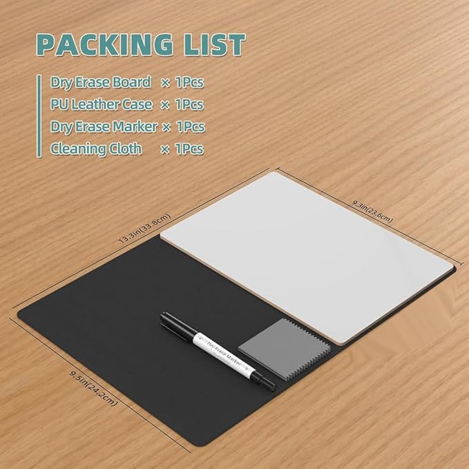 Portable Small White Board,Reusable Dry Erase Board with Stand,Desktop Whiteboard for Meeting Bussiness Black