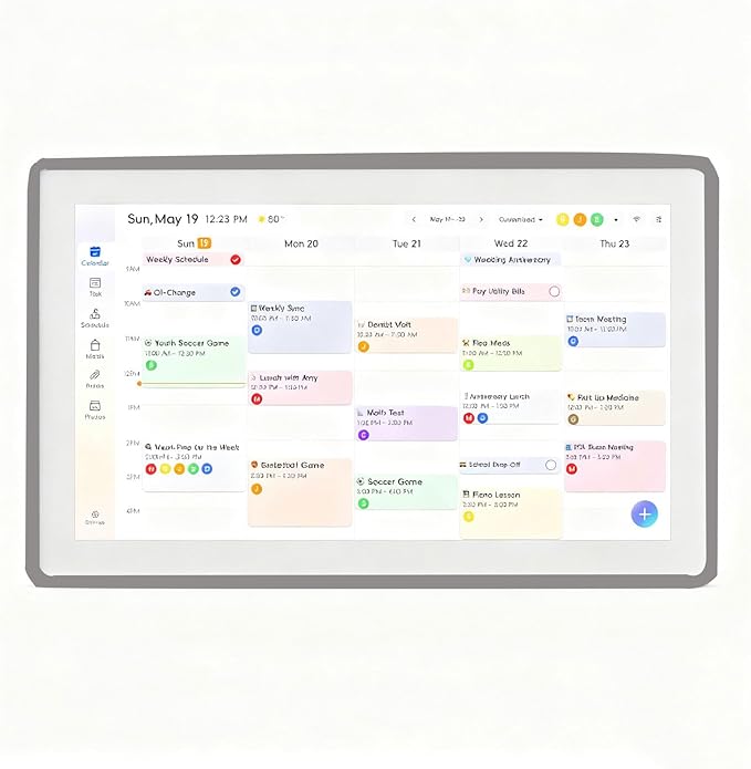 Smart Digital Calendar 15.6-inch Wall Planner & Family Organizer – Touchscreen Chore Chart, Meal & Task Scheduler – Easy Wi-Fi Sync – No Subscription – Home & Office Display (Grey Frame)