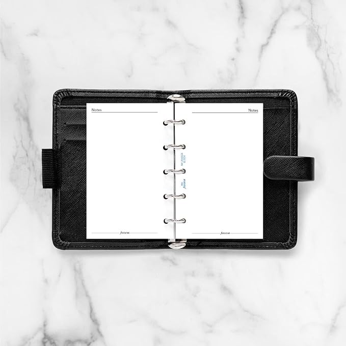 Filofax Calendar Diary Refill, Mini Size, Week on One Page, White Paper, Unruled, English, 2026 (C68126-26)