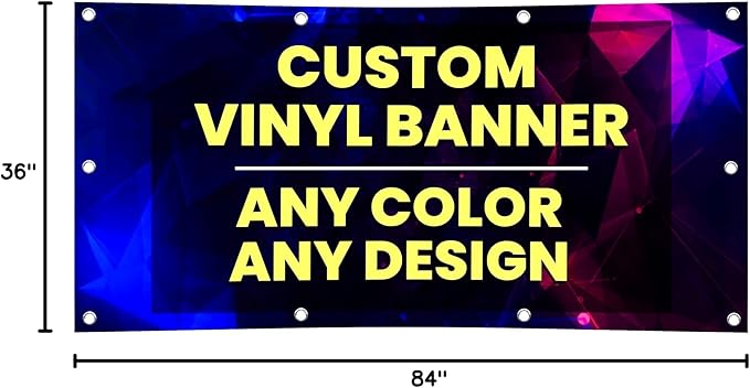 Personalized Custom Vinyl Banner Printing Indoor or Outdoor use Printed Business Event Birthday Party Large Custom Vinyl banner for Party Decoration Factory of Stickers (3'x7')