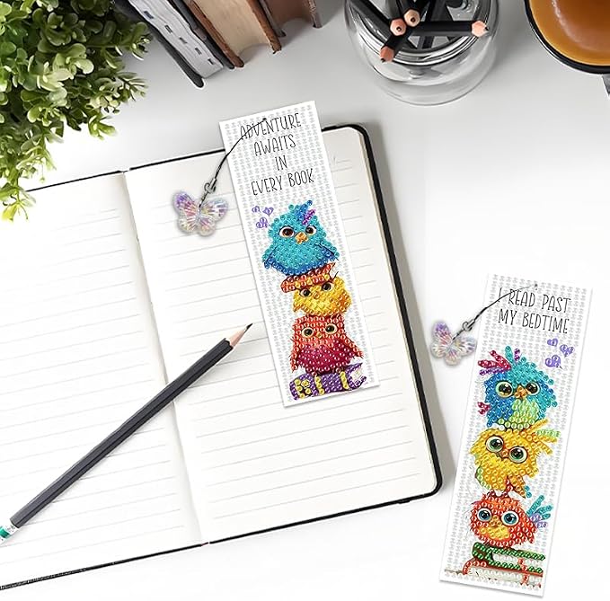 4PCS Diamond Art Bookmarks DIY Birds Diamond Painting Bookmarks for Book Lovers Adults Beginners DIY Crafts, Christmas New Year Graduation Birthday Gift