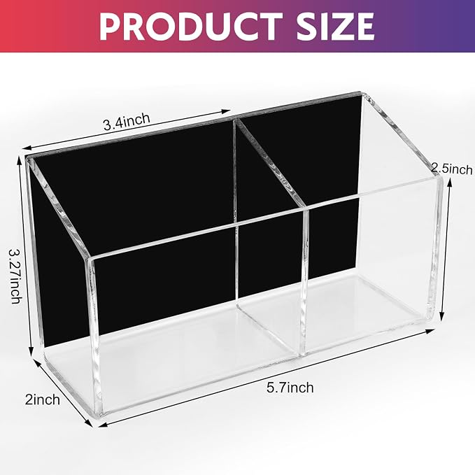 Magnetic Dry Erase Marker Holder for Whiteboard,Acrylic Magnetic Pen Holder for Fridge, 2 Compartments Whiteboard for Office, Home, Locker(Clear)-Brown