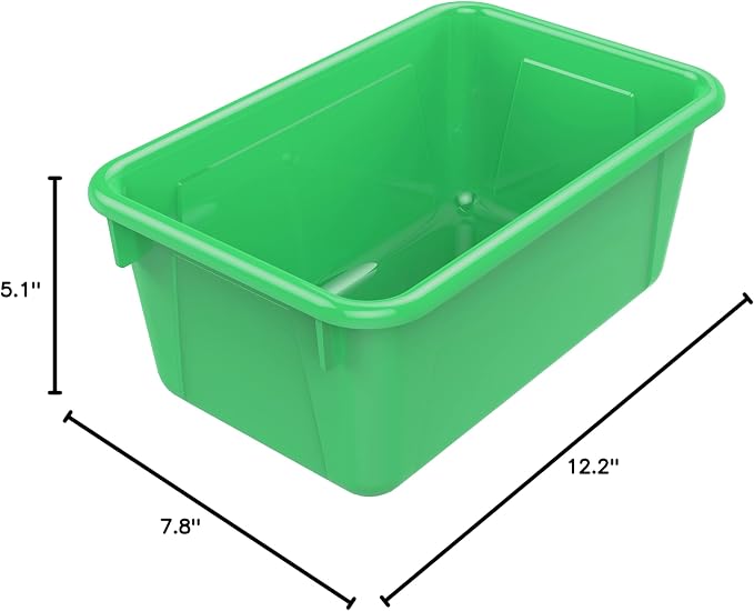 Storex Small Cubby Bins – Plastic Storage Containers for Classroom, 12.2 x 7.8 x 5.1 inches, Class Green, 5-Pack (62417A05C)